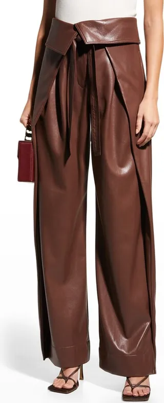 Emilio Tie-Front Vegan Leather Pants