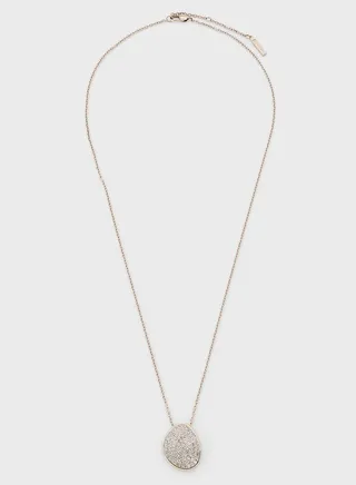 Ionic Plated Carnation Gold Steel With Crystal Necklace