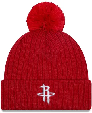 Men's New Era Red Houston Rockets Breeze Cuffed Knit Hat with Pom
