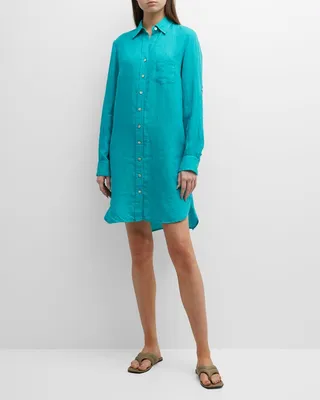 Alex Side-Slit Linen Shirtdress