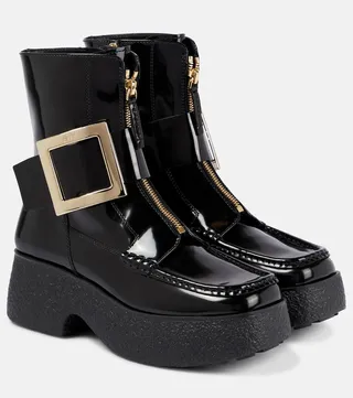 Viv' Clog patent leather ankle boots