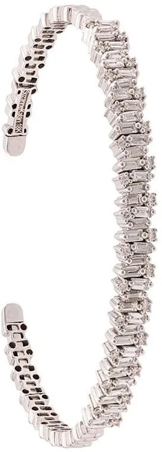 18kt white gold Fireworks diamond baguette cuff