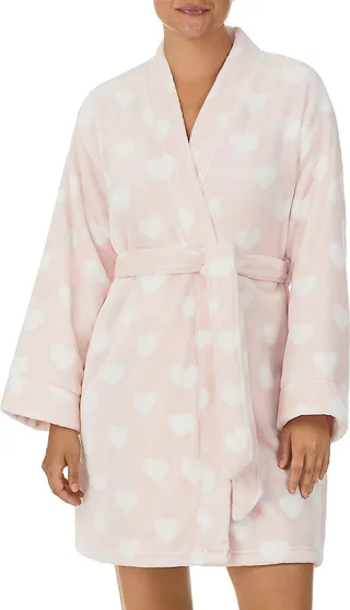 Animal Print Fleece Short Wrap Robe