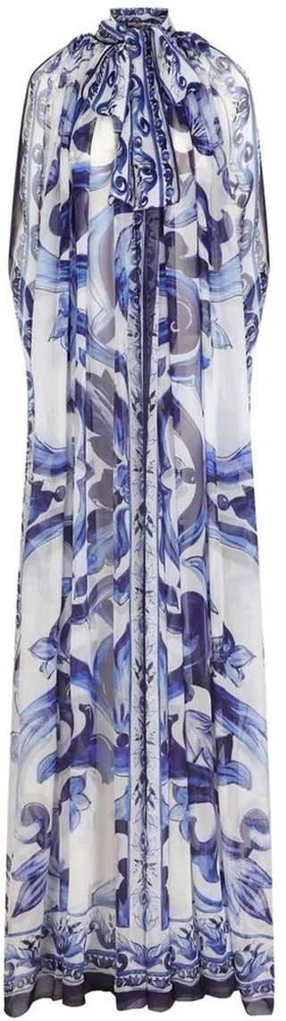 Maiolica-print silk cape