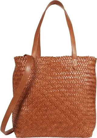 Madewell The Medium Transport Tote: Woven Leather Edition (Burnished Caramel) Tote Handbags