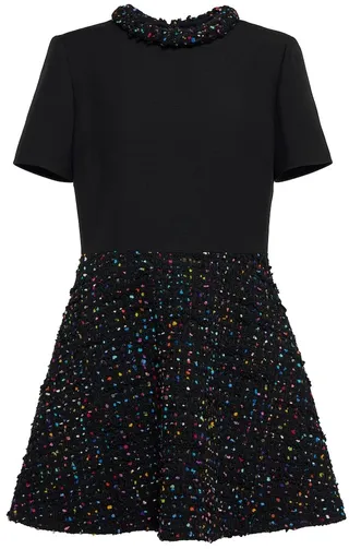 Crepe and tweed minidress