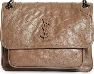 Medium Niki Crinkled Matelassé Leather Shoulder Bag