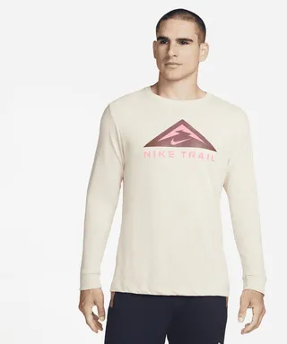 Nike Men's Dri-FIT Long-Sleeve Trail Running Crew in Brown