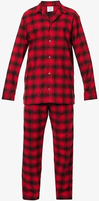 ens 5ta Checked Brushed Stretch-cotton Pyjama set