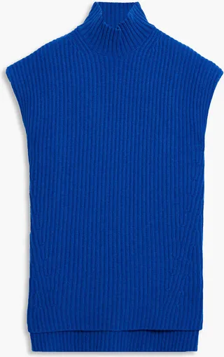 Ribbed recycled wool-blend turtleneck vest