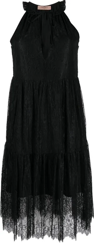 Lace-Overlay Sleeveless Dress