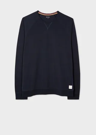 Navy Jersey Cotton Long-Sleeve Lounge Top