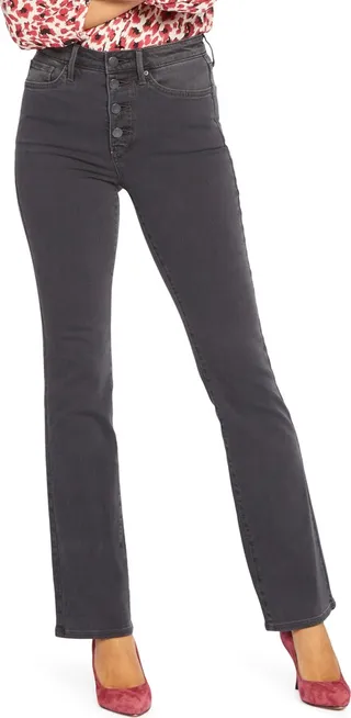 Barbara Exposed Button High Waist Bootcut Jeans