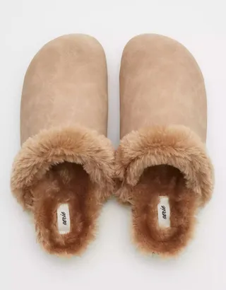 Aerie Suede Fur Lined Clogs