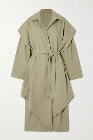 TOTEME - Belted Layered Organic Cotton And Cupro-blend Trench Coat - Neutrals