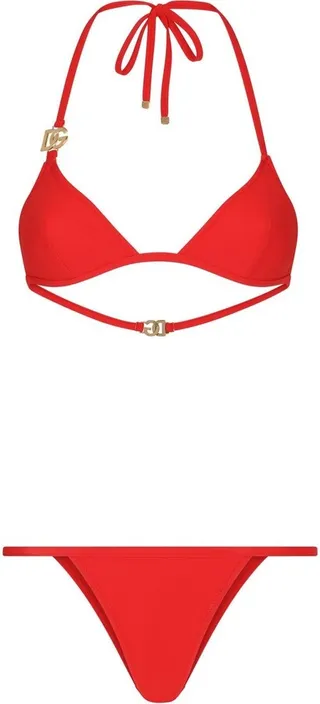 Logo-Plaque Halterneck Bikini Set