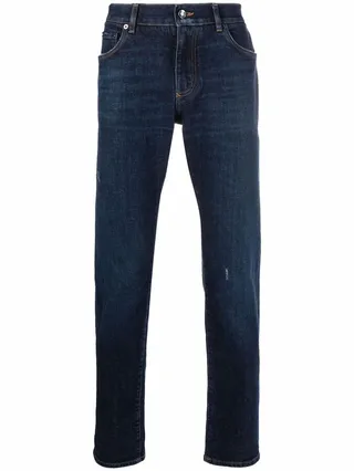 Ripped-Detail Denim Jeans