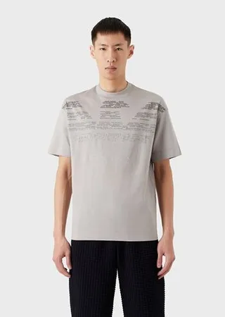 Mercerised jersey T-shirt with rubberised lettering pattern oversized eagle