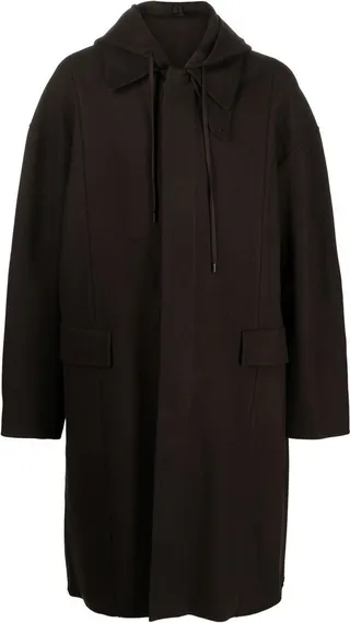 Hooded Single-Breasted Wool Coat