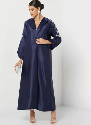 Embellished Coat Collar Detail Abaya