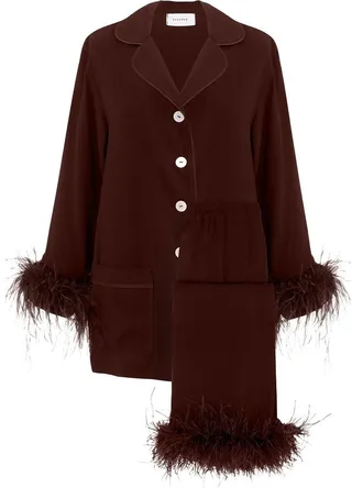 Party Pyjamas Feather Trim Set