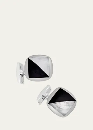 Men's Square Onyx %26 Mother-of-Pearl Cufflinks