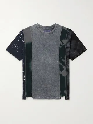 Asymmetric Patchwork Tie-Dyed Cotton-Jersey T-Shirt