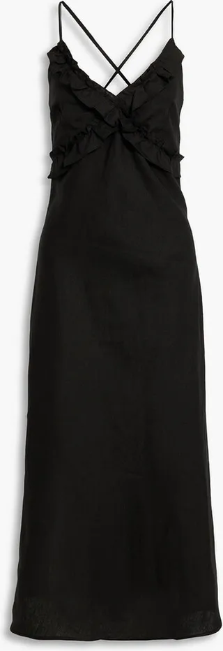 Zola ruffled linen midi dress