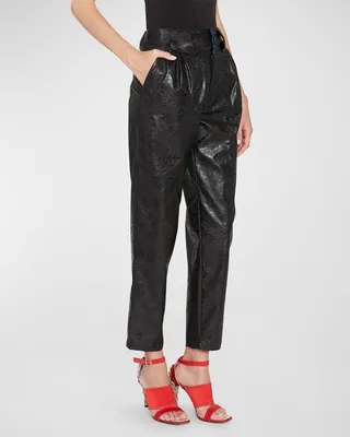 Faux Leather Wide Ankle Trousers
