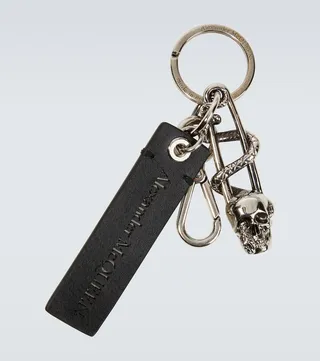 Skull leather keychain