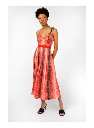 Little Mistress Elephant Print Satin Midaxi