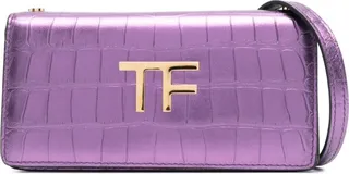 TF croc-embossed shoulder bag