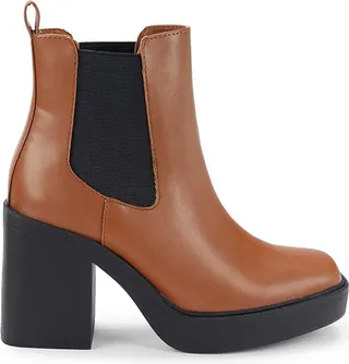 Dru Leather Block Heel Chelsea Boots