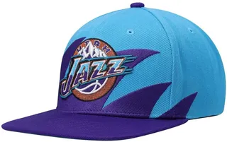 Men's Mitchell & Ness Turquoise and Purple Utah Jazz Hardwood Classics Sharktooth Snapback Hat