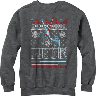 Men's Star Wars Ugly Christmas Duel Sweatshirt - Charcoal Heather - Large