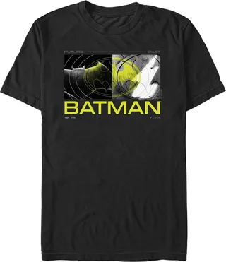 Men's The Flash Neon Yellow Batman Logo T-Shirt - Black - 3X Large