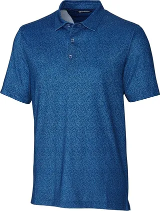 Cutter & Buck Pike Micro Floral Print Stretch Mens Polo Shirt - Indigo - XXL
