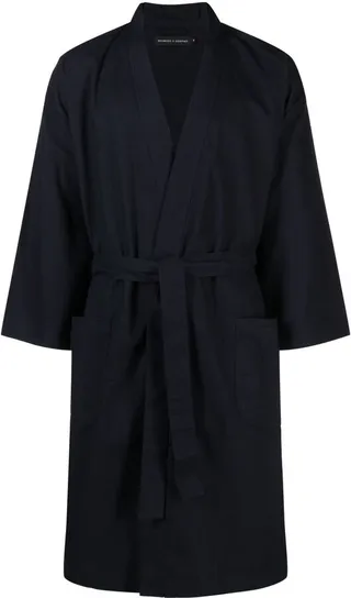 Navy Brushed Cotton Robe