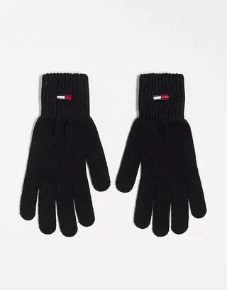 Tommy Jeans flag gloves in black