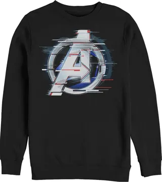 Men's Marvel Avengers: Endgame Logo Glitch Sweatshirt - Black - 2X Large