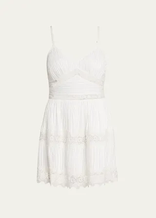 Cinnamon Cotton Dobby Lace Mini Dress