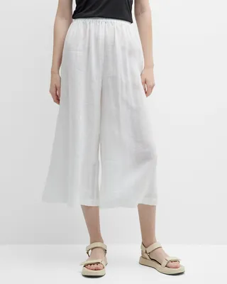 Flared Crop Linen Trousers