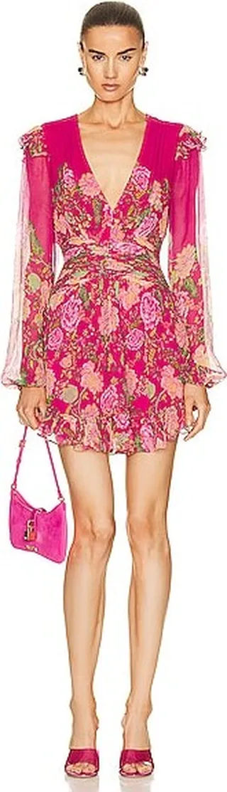 ROCOCO SAND Chloe Short Dress in Fuchsia