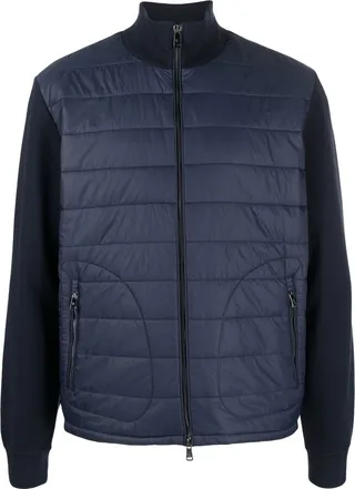 Zip-Front Padded-Panel Sweater