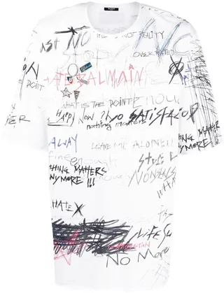 scribble-print cotton T-shirt