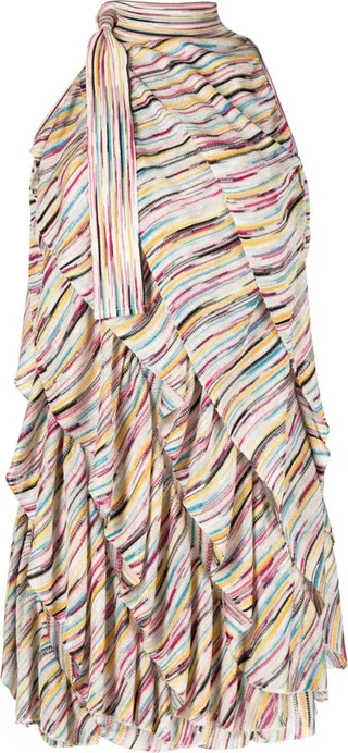 Knot-Detail Striped Minidress