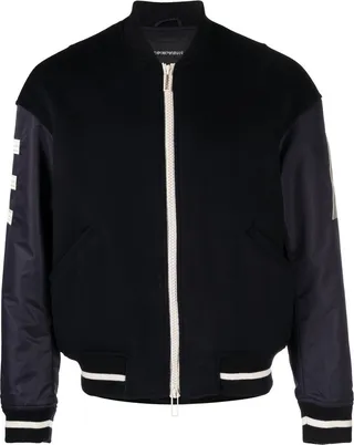 Appliqué-Logo Zip-Up Bomber Jacket