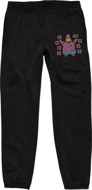 Spongebob Squarepants Tats On Pat Men’s Black Graphic Joggers-Large