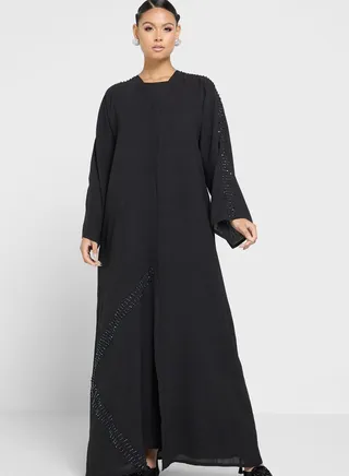 V-Neck Embellished Abaya