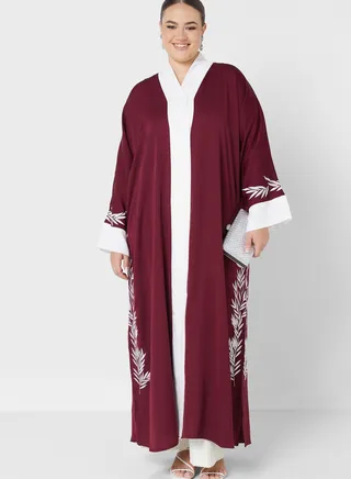 Embroidered Open Front Abaya